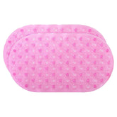 Kuber Industries Bath Mat | PVC Bathroom Mat | Shower Bath Mat | Floor Tub Mat | Bathroom Oval Mud Mat | Anti-Skid Shower Bathroom Mat | Q-01C |Pack of 2| Pink